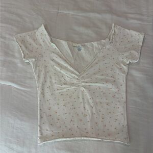 Brandy Melville Cream Floral Crop Top